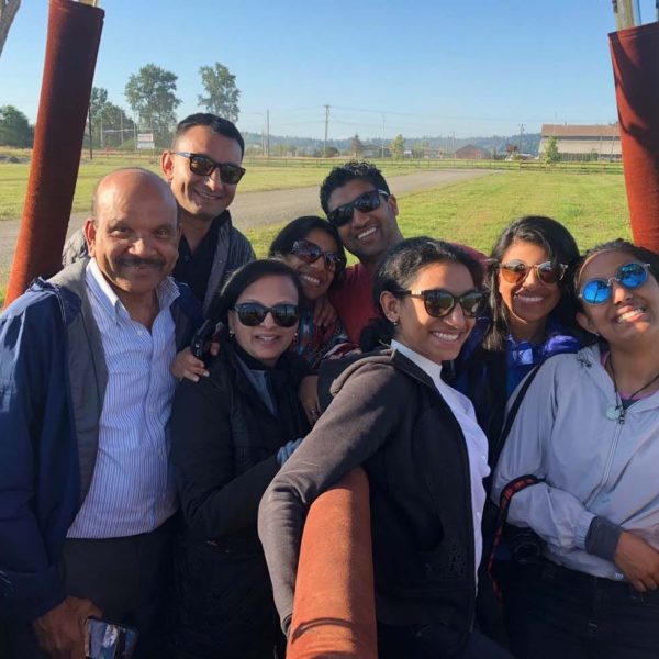 Group of passengers ready to launch in the hot air balloon